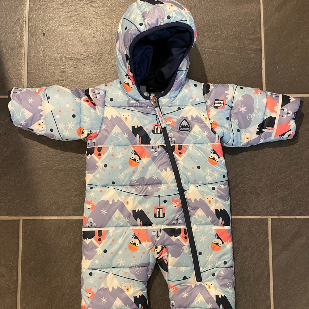Burton infant buddy bunting suit, snow day print, blue, 9 months unisex